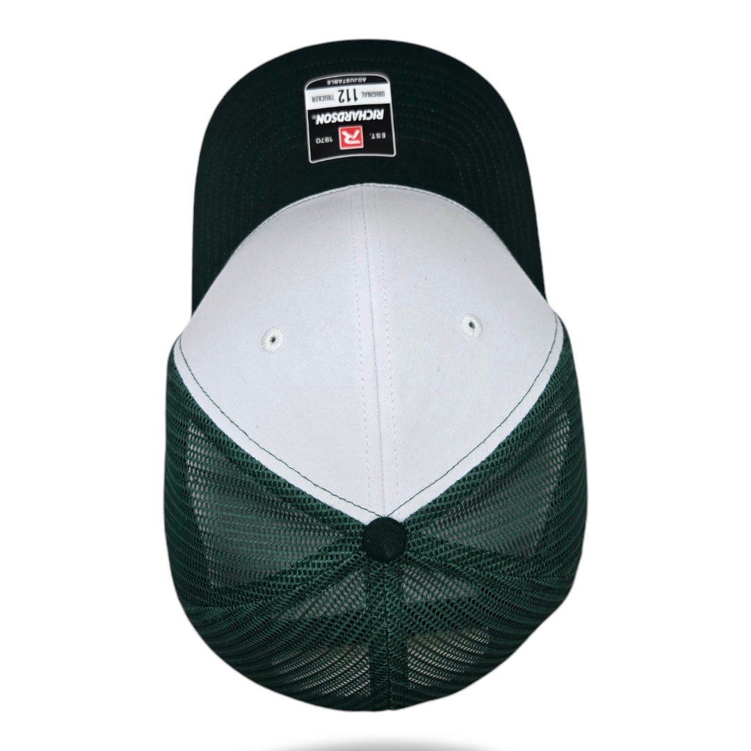 Split: White, Dark Green Mesh Richardson 112