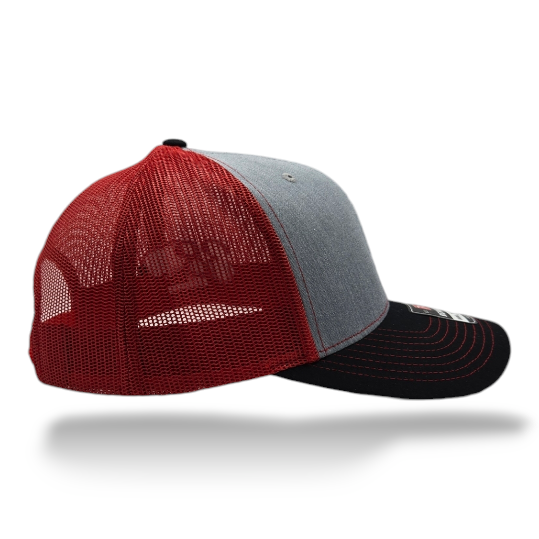 Tri-Color: Heather Gray, Black, & Red Mesh Richardson 112