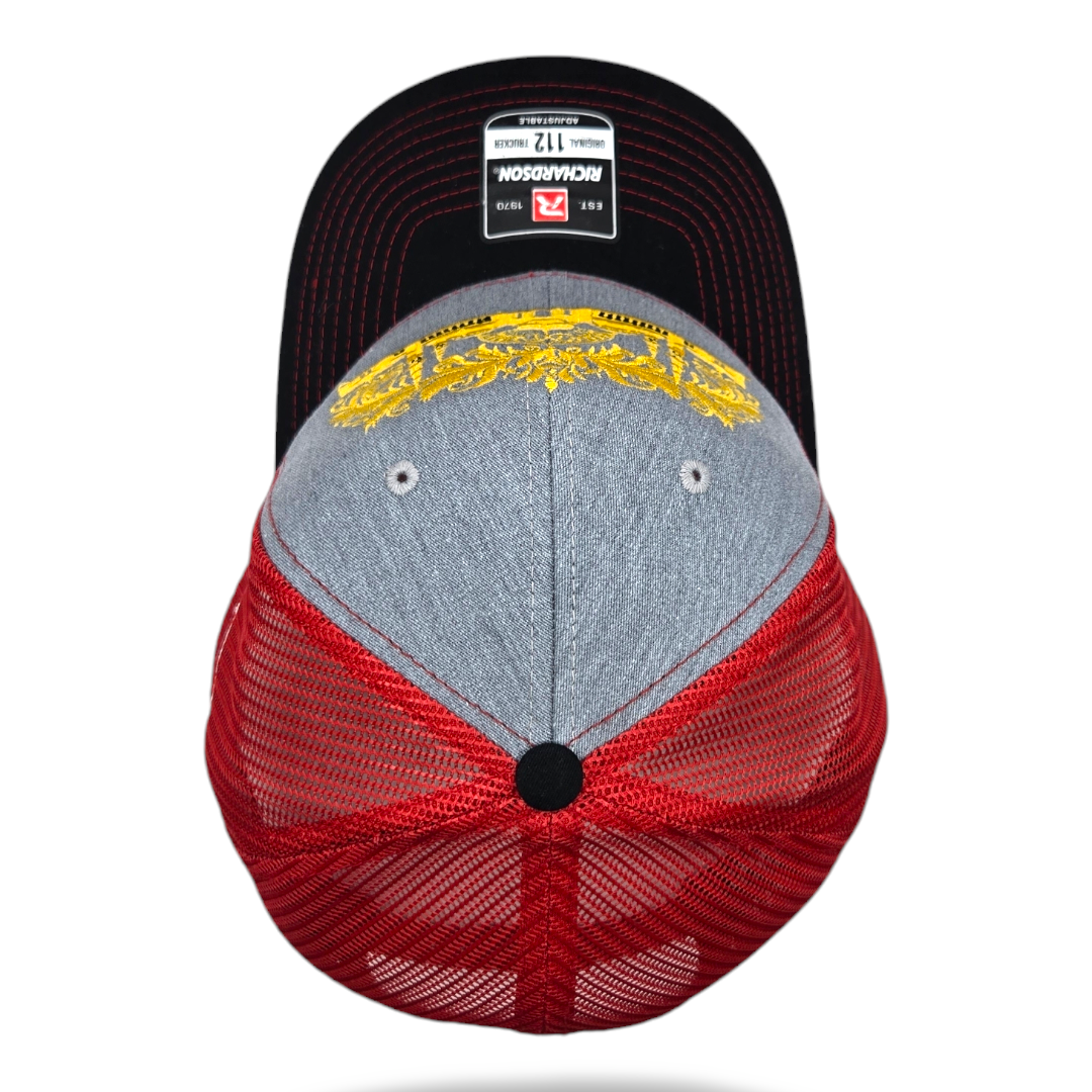 Zayed Masjid / Tri-Color: Heather Gray, Black, & Red Mesh Richardson 112